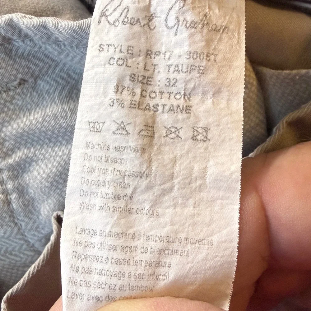 Robert Graham Mens Kipling‎ Tailored Chino Pants Light Taupe RP17-3005T 32x32